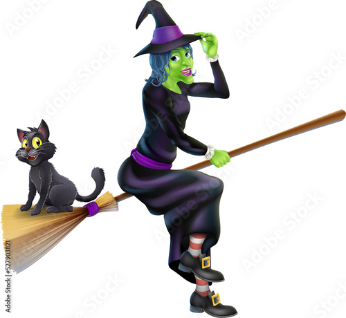 Halloween Witch on Broomsti...
