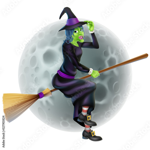 Witch Flying in Front of th...