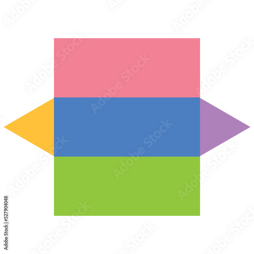 Colorful paper model of triangular prism