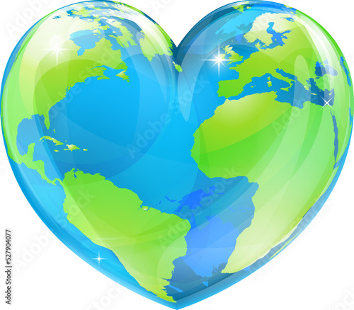 Heart world globe concept