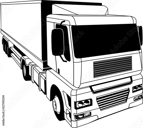 Black and white semi truck