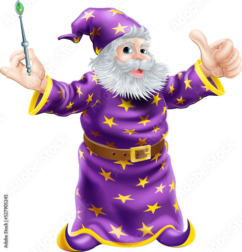 Cartoon Wizard with Wand