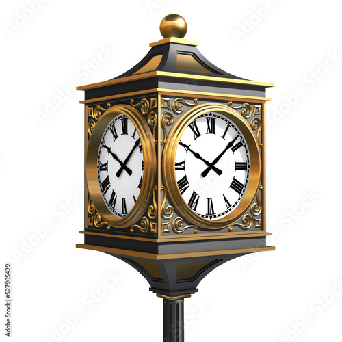 Old fashioned street clock with Latin numerals photo