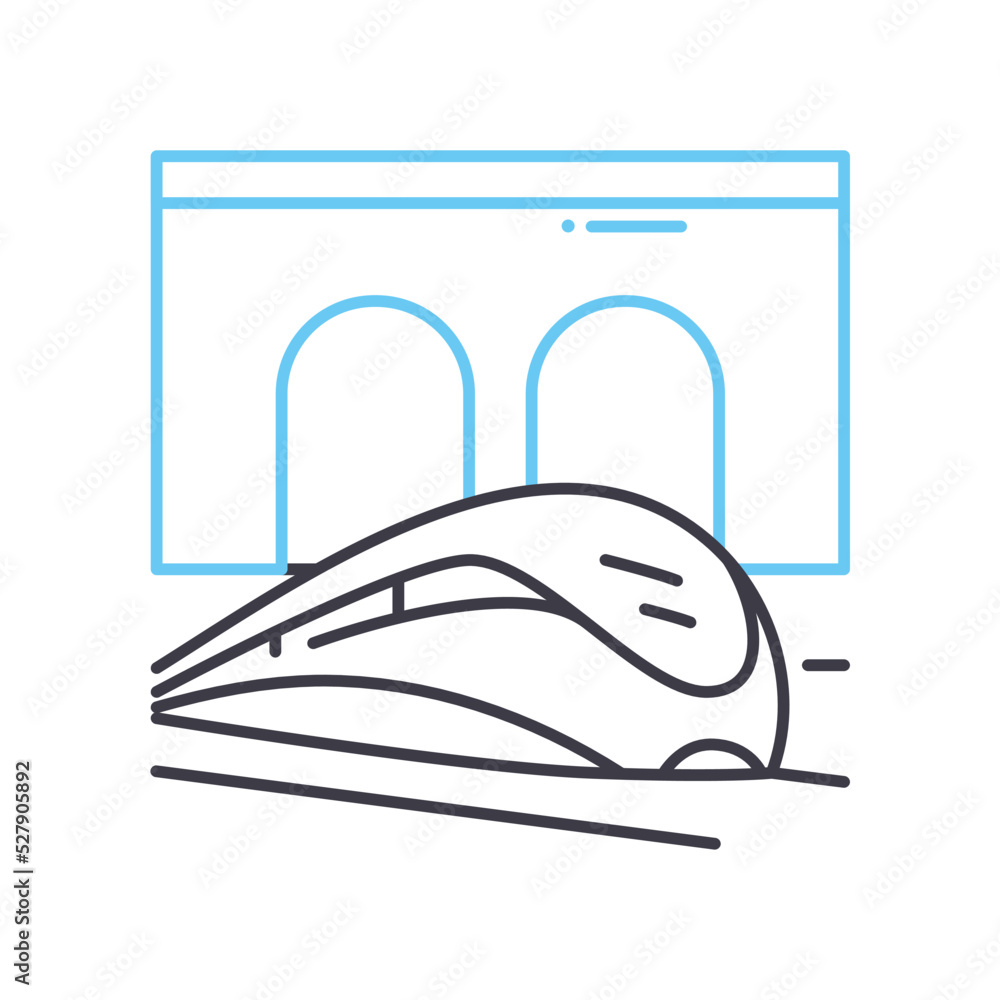 high speed train line icon, outline symbol, vector illustration, concept sign high speed train line icon, outline symbol, vector illustration, concept sign