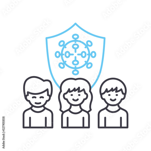herd immunity line icon, outline symbol, vector illustration, concept sign