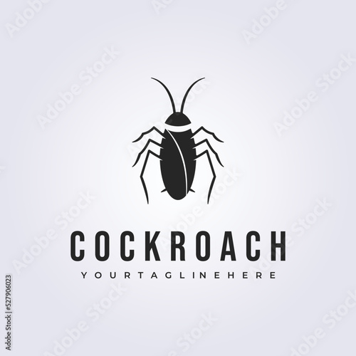 cockroach insect vintage pest logo vector illustration design