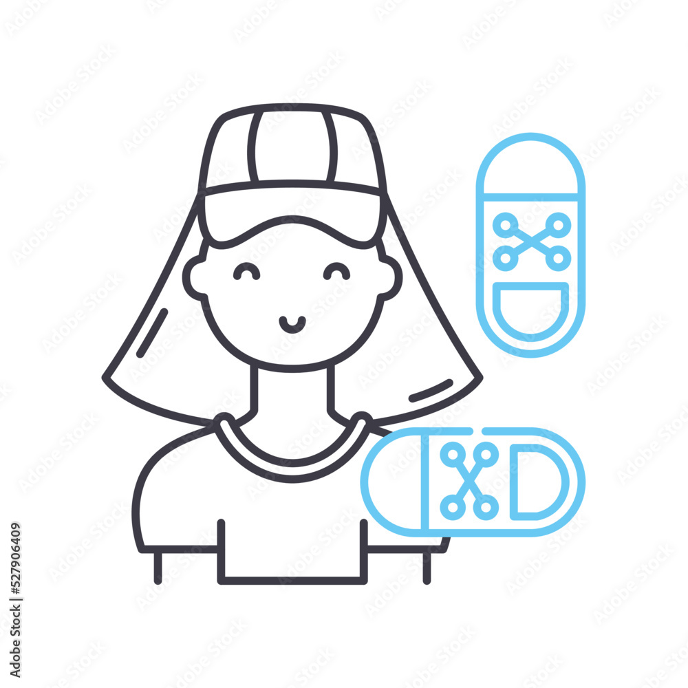 hip hop girl line icon, outline symbol, vector illustration, concept sign hip hop girl line icon, outline symbol, vector illustration, concept sign