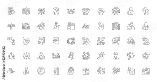 Admin concept illustration, linear icons, line signs set, vector collection