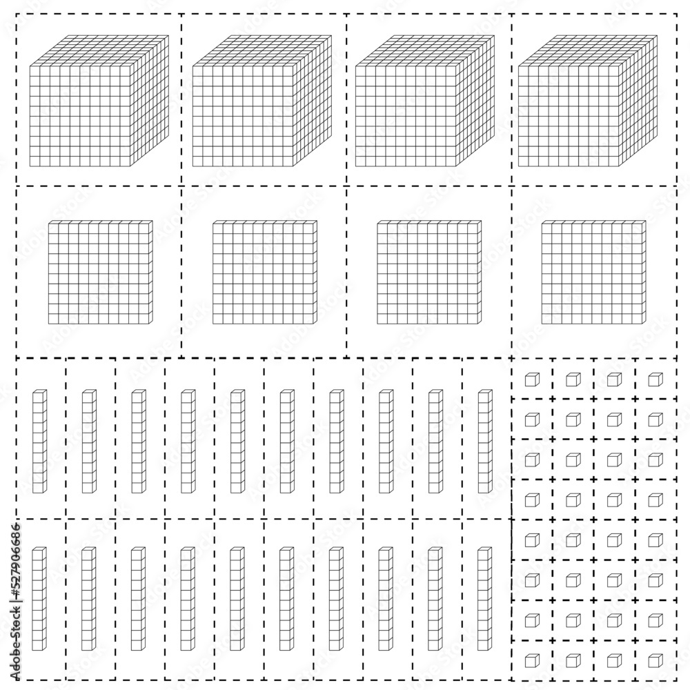 Dienes Blocks Base Ten Counting Place Value With Base Ten Blocks Stock Vector Adobe Stock