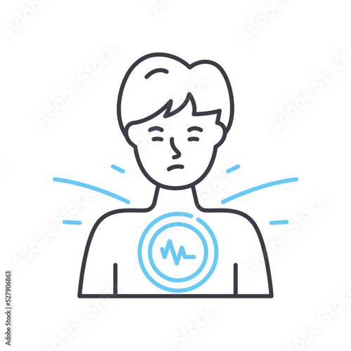 heaviness in the chest line icon, outline symbol, vector illustration, concept sign