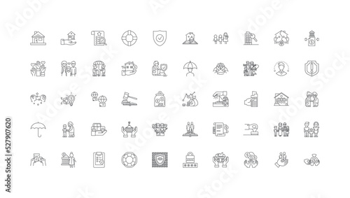 Insuarance ideas, linear icons, line signs set, vector collection photo