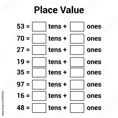 Place value worksheet for kids preschool