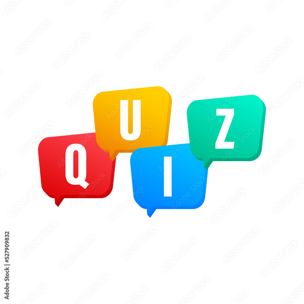 Quiz logo with speech bubble symbols, concept of questionnaire show sing, quiz button, question competition. Vector stock illustration. Quiz logo with speech bubble symbols, concept of questionnaire show sing, quiz button, question competition. Vector stock illustration.