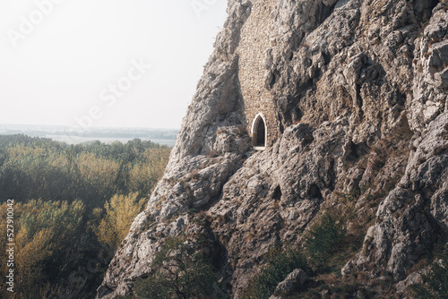 Gothic Portal on a cliff at Devin Castle - Bratislava, Slovakia