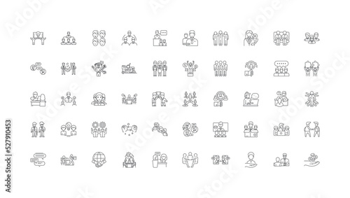 Clients ideas, linear icons, line signs set, vector collection