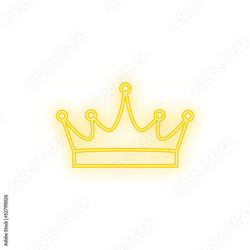 Crown of king isolated on white background. Neon royal icon. Vector stock illustration. photo