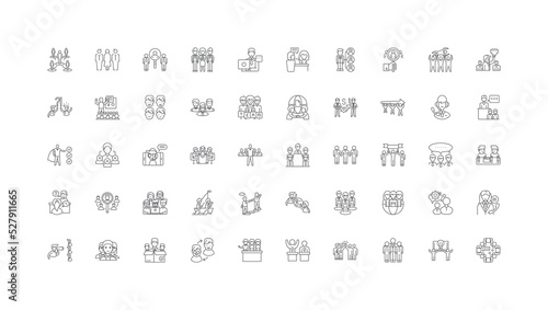 Staff ideas, linear icons, line signs set, vector collection