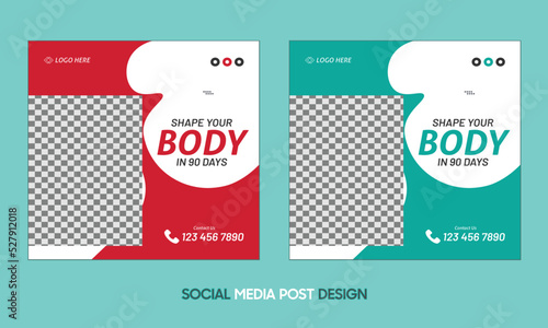 Gym and Fitness social media post design web banner template
