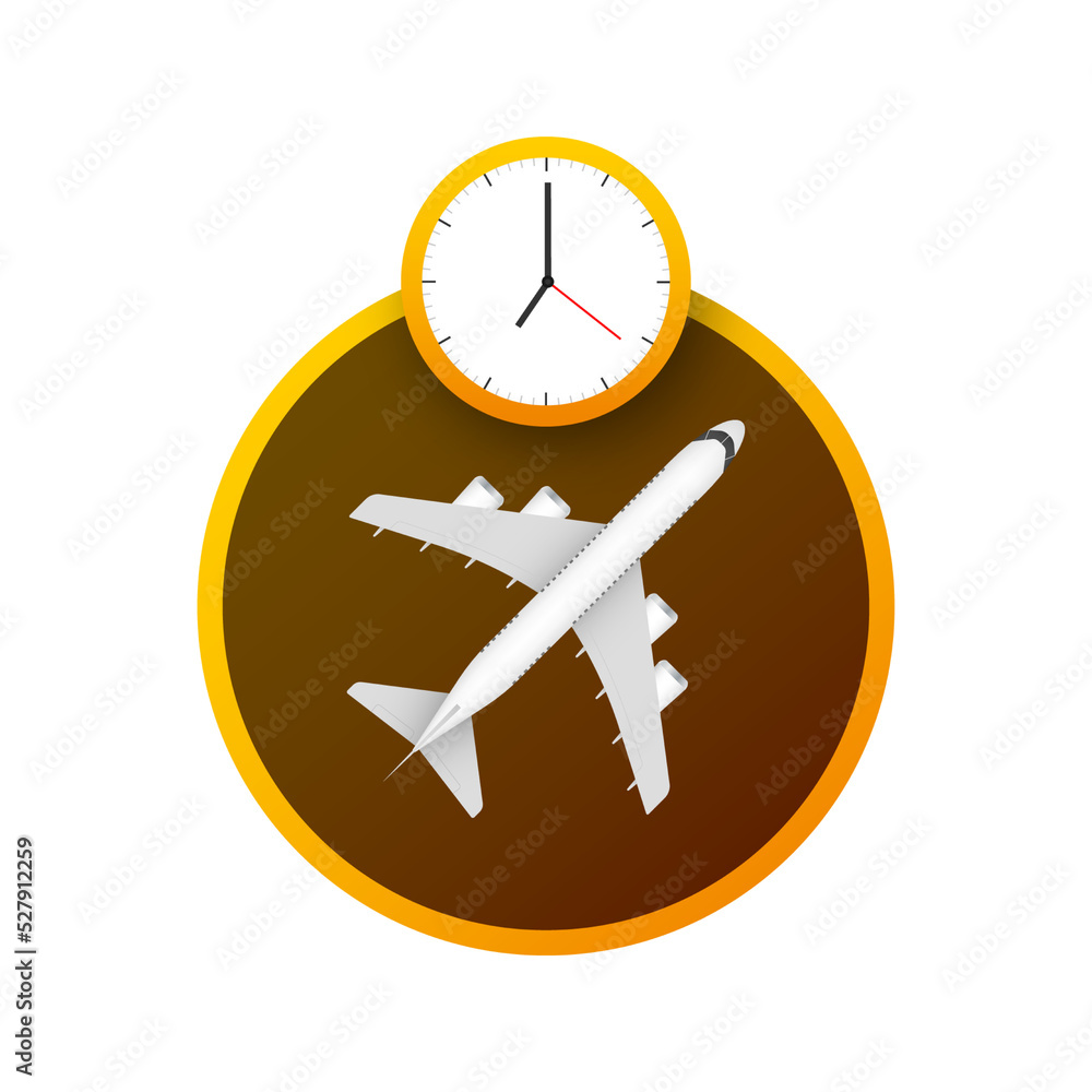 Flight information check mark. Qr code scan icon. Exclamation mark. Travel time. Flight information check mark. Qr code scan icon. Exclamation mark. Travel time.