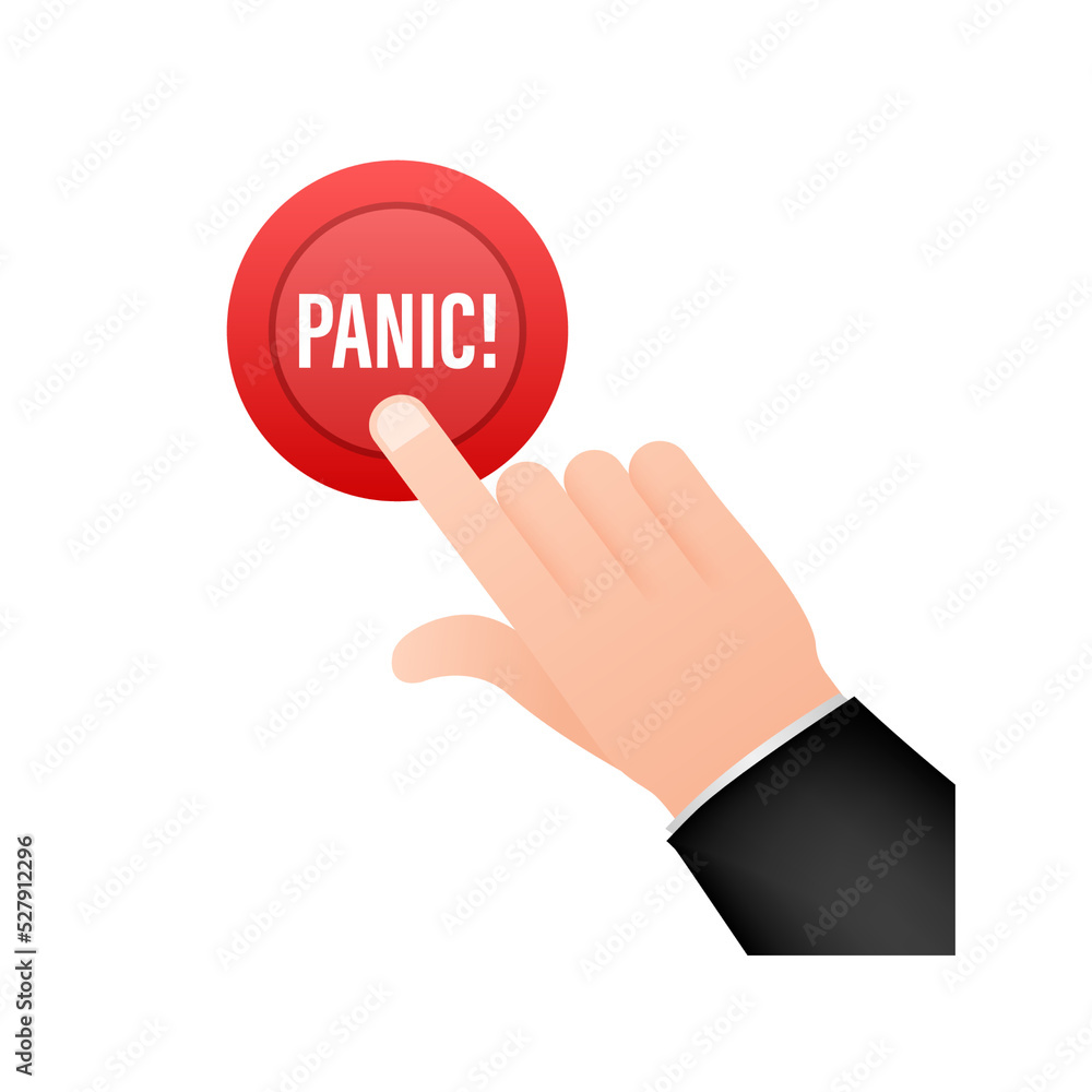Panic push button, great design for any purposes. Flat design. Vector illustration.