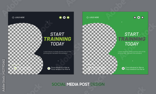Gym and Fitness social media post design web banner template 