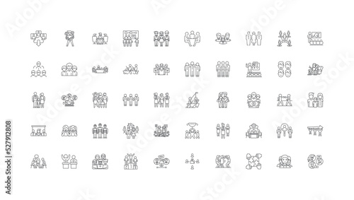 Membership ideas, linear icons, line signs set, vector collection