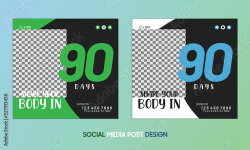 Gym and Fitness social media post design web banner template      