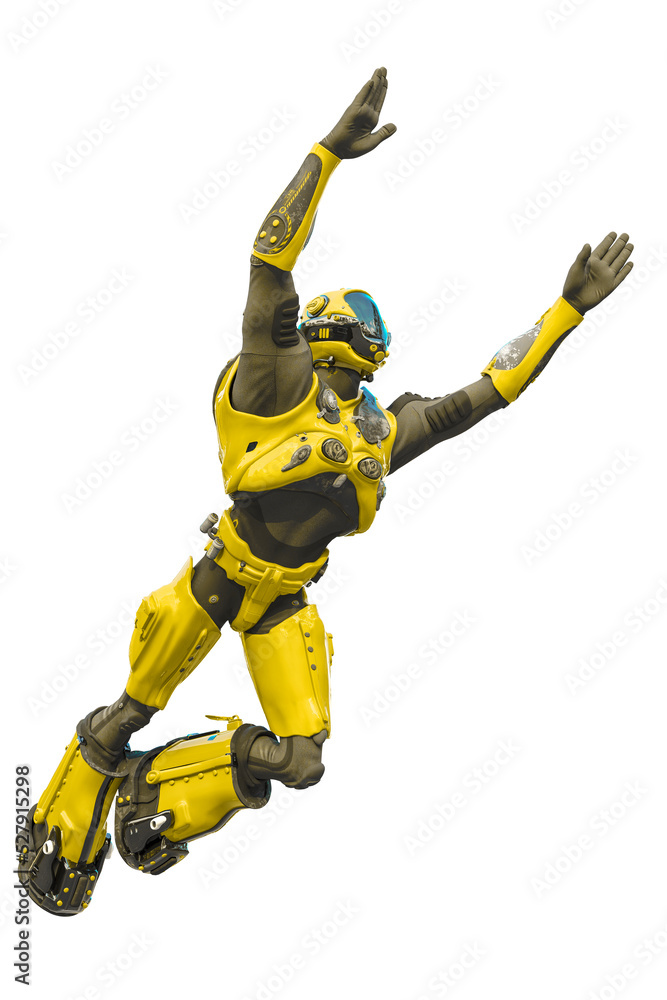 astronaut in green exo suit exploring arround astronaut in green exo suit exploring arround