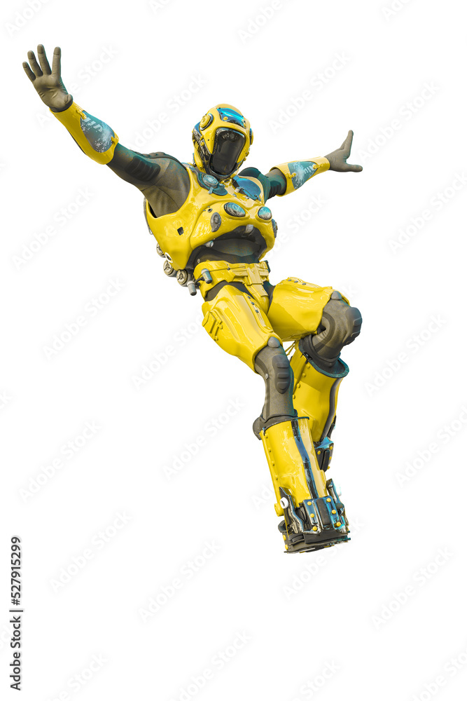 astronaut in green exo suit exploring arround astronaut in green exo suit exploring arround