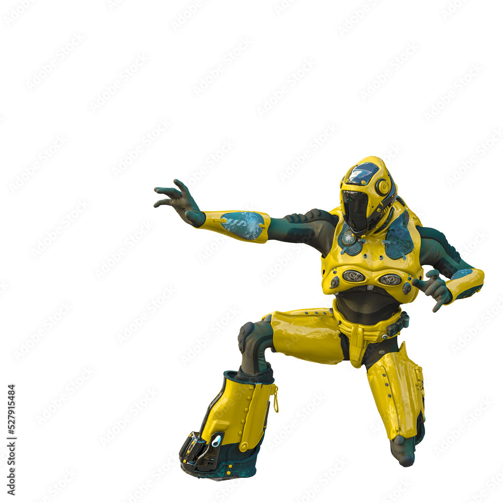 astronaut in green exo suit exploring arround astronaut in green exo suit exploring arround