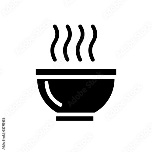 hot soup bowl with steam - simple vector icon	