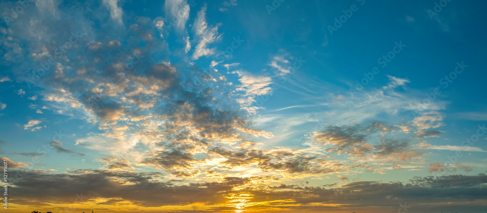 Sky and clouds sunset background