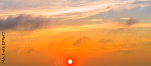 Photography Beautiful orange Sky and clouds sunset background, blue sky with colorful sky