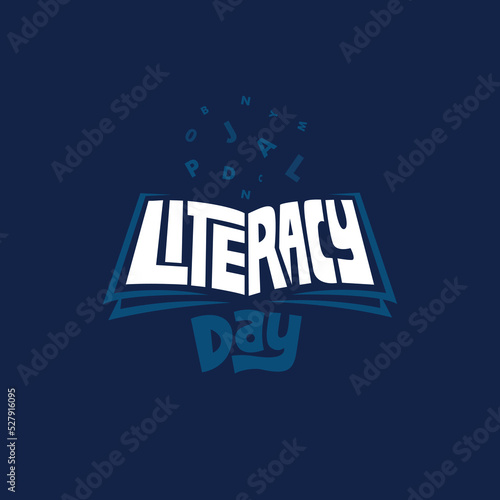 international literacy day vector typography design on book shape creative illustration to celebrate literacy holiday for school student