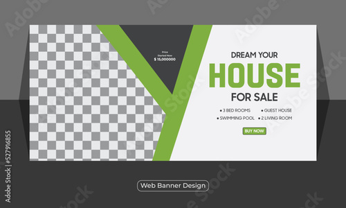 Real estate house web banner design or property for sales template
