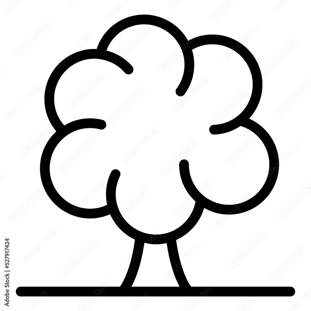 Tree with curly crown - icon, illustration on white background, outline style