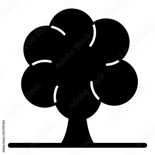 Tree with curly crown - icon, illustration on white background, glyph style