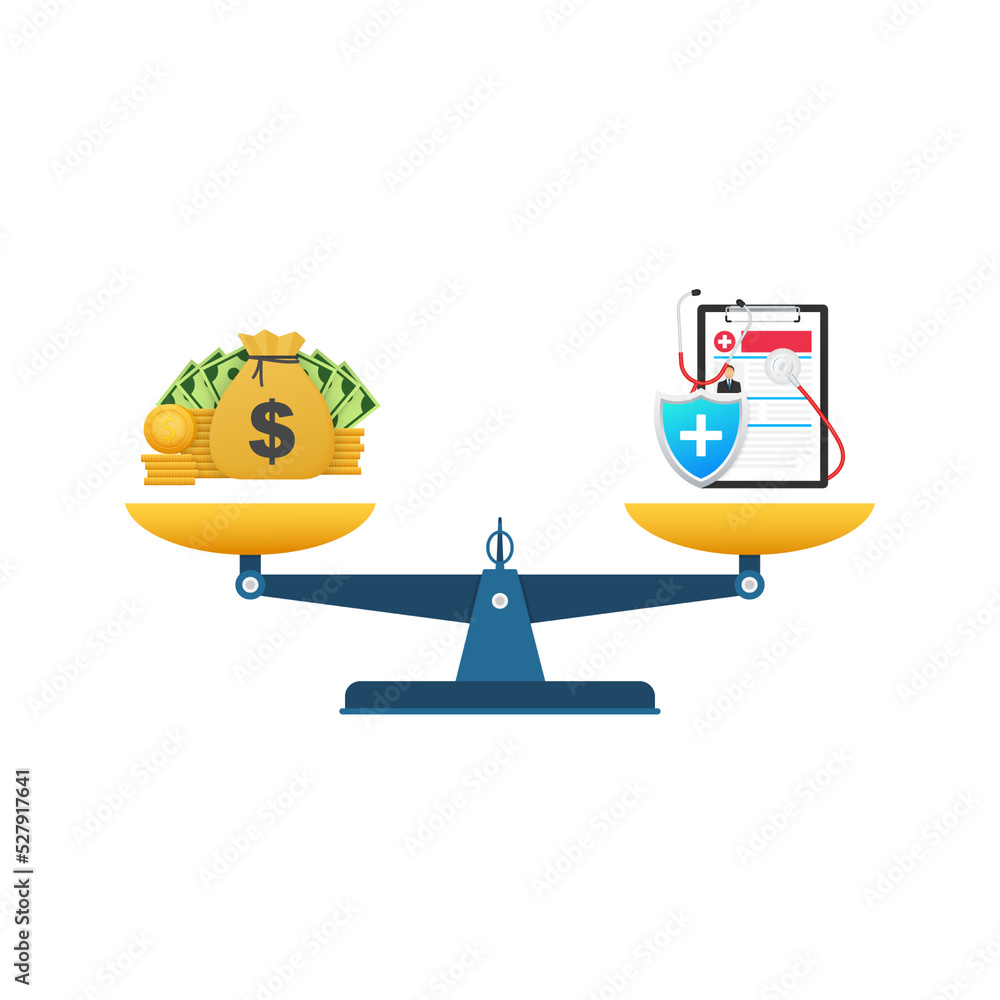 Medical insurance compare money, great design for any purposes. Flat vector illustration. Medical treatment.