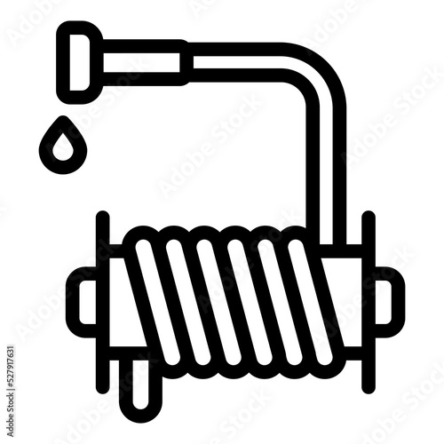 Irrigation hose wound on a reel - icon, illustration on white background, outline style