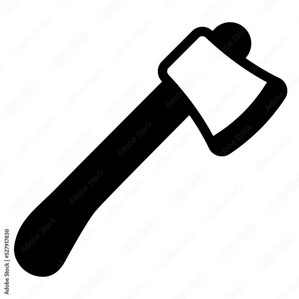 Ax with a long handle - icon, illustration on white background, glyph style Ax with a long handle - icon, illustration on white background, glyph style