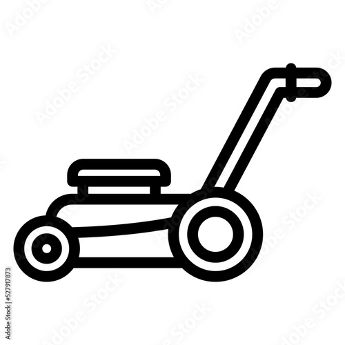 Gasoline lawn mower - icon, illustration on white background, outline style