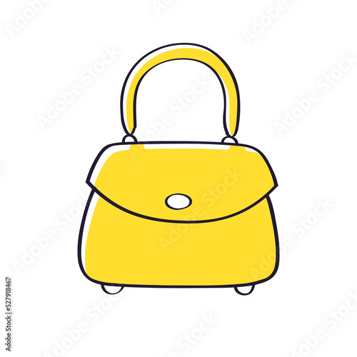 Yellow fashionable women handbag or purse bag isolated vector illustration