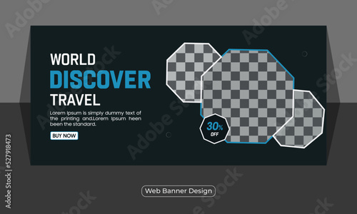 Travel vacation agency holiday and we banner design template 