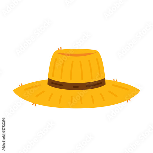 Farmer hat on white background. Peasant hat vector.