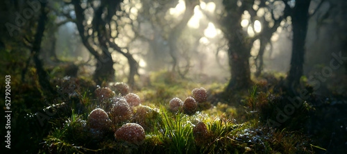 Fotografia a misty irish forest fantasy magical little balls Digital Art Illustration Paint