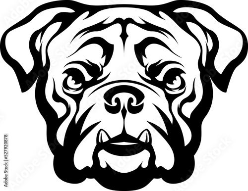 Hand drawn face of dog. Black and white vector illustration mascot art