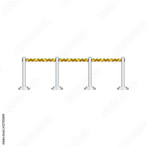 Yellow carpet with red ropes on golden stanchions. Exclusive event  movie premiere  gala  ceremony  awards concept. Vector illustration.