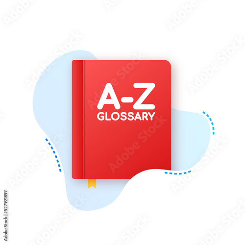 Glossary Book. Badge with book. Dictionary icon. Vector stock illustration.