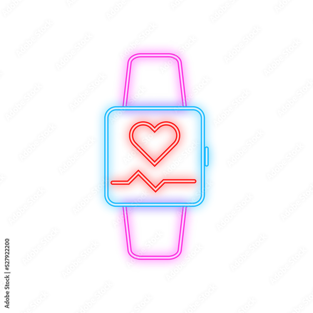 Smart watch pulse heart. Fitness bracelet, pulsometer. Vector stock illustration. Smart watch pulse heart. Fitness bracelet, pulsometer. Vector stock illustration.