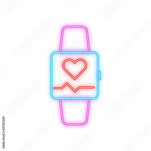 Smart watch pulse heart. Fitness bracelet, pulsometer. Vector stock illustration.